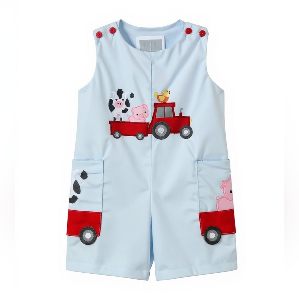 Lil' Ccactus Farm-Themed Pocket Overalls Sz 3-6M